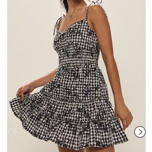 Francesca's Collections Navy and White Gingham Mini Dress